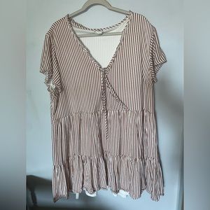 Beige & White Striped Dress